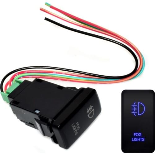 WOLFIGO New Push Switch Blue LED Fog Light For Toyota FJ Cruiser Fortuner Hilux 2007-2014
