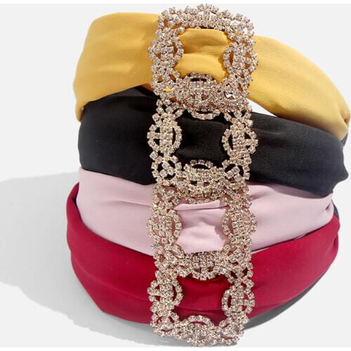 Flatfoosie Fashion Crystal Headbands For Women Solid Color Hairband Handmade Boho Party Head Band Hair Hoop Accessories Girls