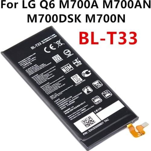 Original BL-T33 3000mAh Replacement Battery For LG Q6 M700A M700AN M700DSK M700N T33 BLT33 Mobile phone Batteries