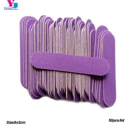 50pcs Professional Purple Wood Nail Files Sandpaper Buffers Slim Artificial Nail Tips Tools Disposable Cuticle Remover Callus