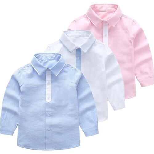 IENENS Boys Shirts Kids Clothes Solid Color 3-11Years Baby Long Sleeve Shirts Spring Tops Tees Shirts Children Casual Blouse