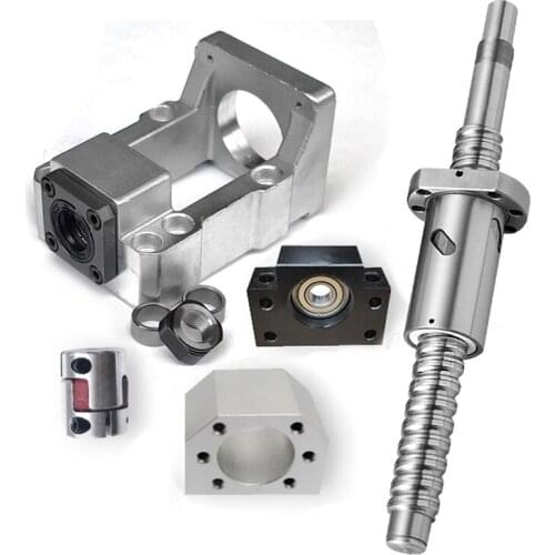 1PC Ball Screw Waist Nut SFU1604/1605/1610 lead 4/5/10mm end machined with BKBF12+nut holder+coupling+motor seat/mount for CNC