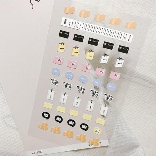 Sonia Mini Series No.108 Stickers Shopping Cart Bag Parcel Tag Die Cutting Scrapbooking Journal Home DIY Decoration Craft