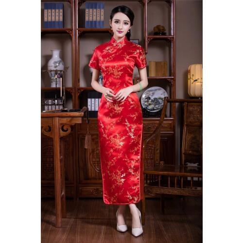 Shanghai Story chinese traditional dress Long Qipao Dresses chinese Floral cheongsam dress Oriental Style Dress 3 Color