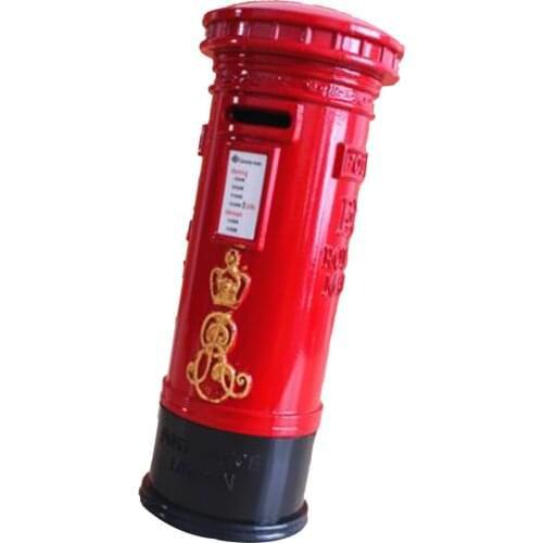 Vintage Red Coin Box Metal British London Street Mailbox Model Piggy Bank Postbox Money Saving Box