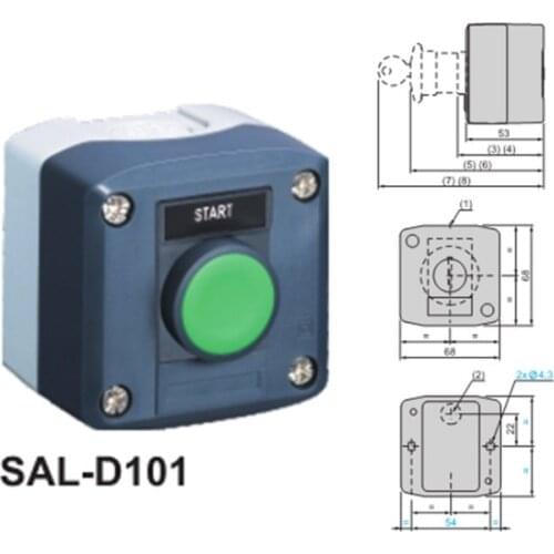 Waterproof IP65 button switch control box station with momentary spring return push button switch SAL(LA68H XAL)-D101 with label