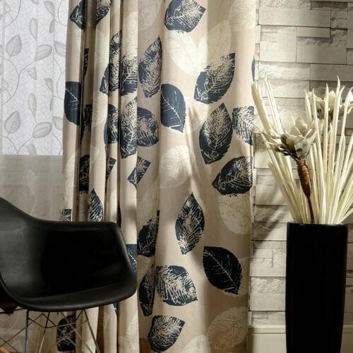 Cotton and Linen Printed Leaves Blackout Curtains Drapes Curtains For Living Room Modern Bedroom Kitchen Curtains