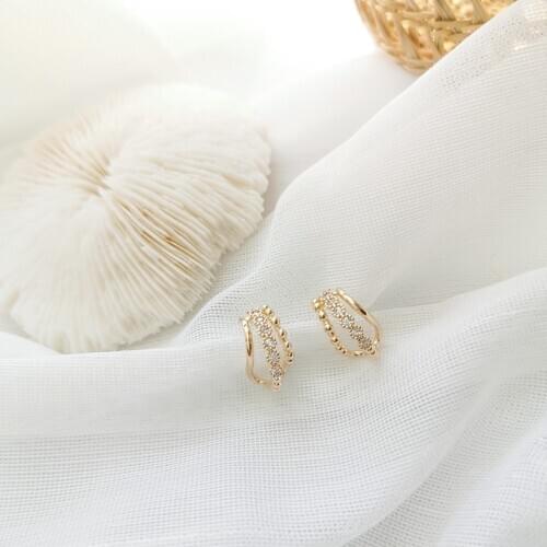 New Korean Trendy Arc Zircon Geometric Stud Earrings For Women Sweet Crystal Party Jewelry Gifts