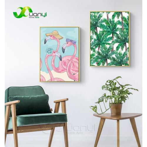 1 Pcs Watercolor Nordic Animal Wall Art Poster Flamingo Abstract Nordic Canvas Prints Home Decoraction For Kids Room Unframed