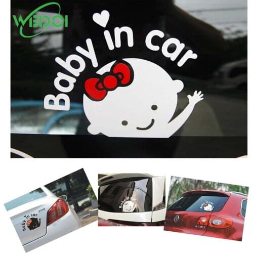 1PCS 3D Car Stickers Cute Cartoon Baby In Car Warming Decoration Sticker Reflective Vinyl Styling Decals