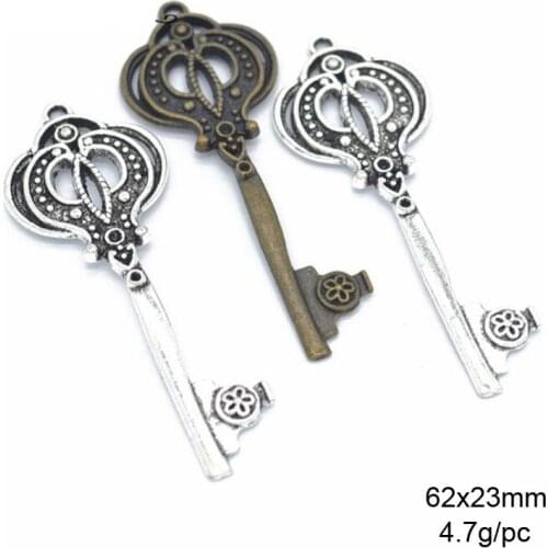 20pcs/lot Two Plating Color Available Alloy Key Charm Pendant For Necklace Making