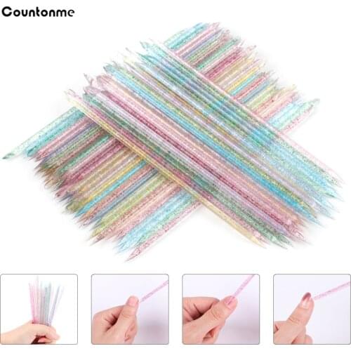 25/50Pcs Reusable Cuticle Pusher 16.8CM Crystal Sticks For Manicure Pedicure Dual-end Colorful Cuticle Remover Nail Art Tools