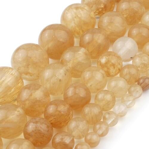 4/6/8/10/12mm Yellow Natural Citrines Quartzs Stone Beads Spacer Loose Beads for Jewelry Making DIy Necklace Bracelet Accessorie