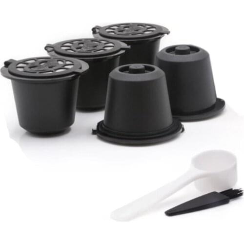 5 Reusable Nespresso Capsules Refillable Coffee Capsule Filter with Nespresso Coffee Machines with Coffee Spoon Brush