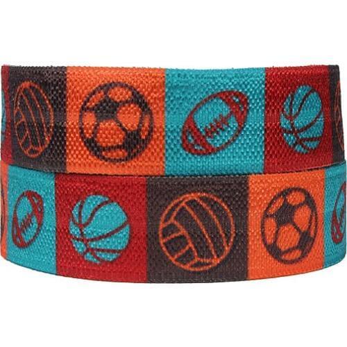 50yards/lot) Sport ball printed fold over elastic