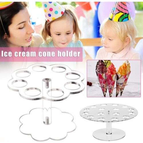 Acrylic Ice Cream Cone Holder Transparent Cupcake Dessert Display Stand for Wedding Birthday Parties can CSV