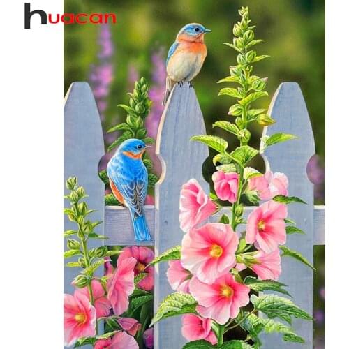 Huacan Diamond Mosaic Embroidery Bird Rhinestone Pictures 5D Diamond Painting Kit Flower Handmade Gift Bedroom Decoration