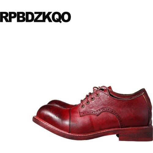 Brogue 2018 fashion shoes oxfords cow leather 11 big size dress wedding burgundy lace up Italy european party men italian brand