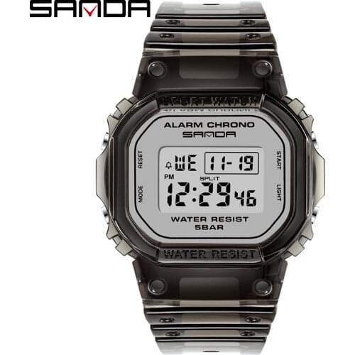 SANDA Fashion Sport Watch Women Transparent strap LED Digital Clock Ladies Boy Girl Electronic Watch Reloj Mujer Relogio Feminin