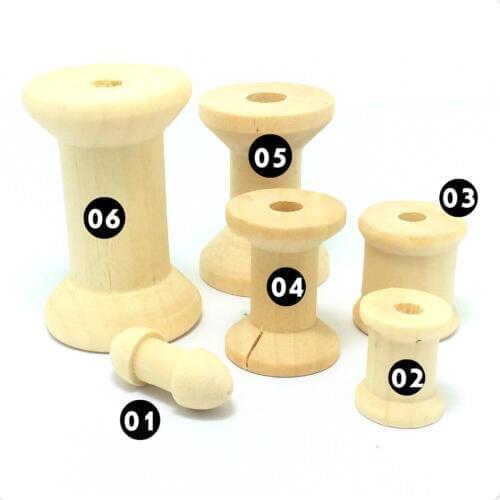 Mixed Size 24pcs/lots Natural color Wooden Bobine Classic style DIY tool wood roll Spool wooden beads