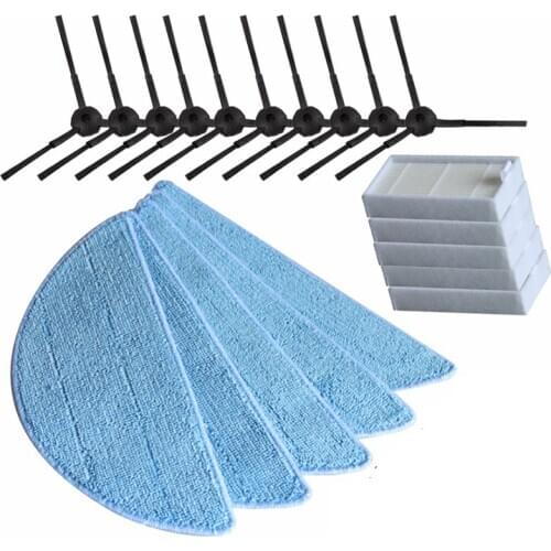 10 side Brush+5 hepa Filter+5 Mop Cloth for ilife v5s ilife v5 pro ilife x5 V3+ V5 V3 v5pro vacuum cleaner parts