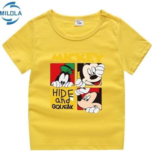 Disney Mickey Mouse Childrens Short Sleeve Baby Ultra-thin Breathable T-Shirt Summer Boys Girls Undershirt Baby Clothes Tees
