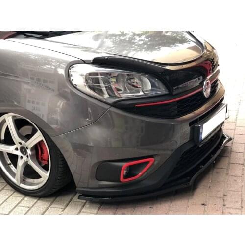 Fiat Doblo - Doblo Mk3 2015+ Front Bumper Lip Attachment Gloss Black 3 Pcs