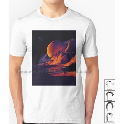 View From Planet Purple T Shirt 100% Cotton Collage Collage Art Purple Orange Photoshop Saturn Space Universe Cosmos Cosmic