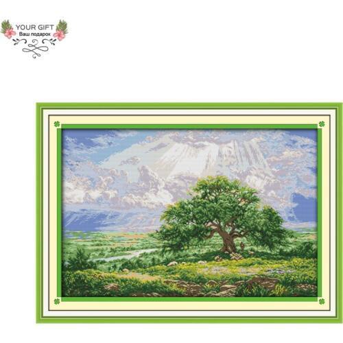 Joy Sunday F692 14CT 11CT Counted and Stamped Home Decor The Wishing Tree Needlework Needlepoint Embroidery Cross Stitch kits