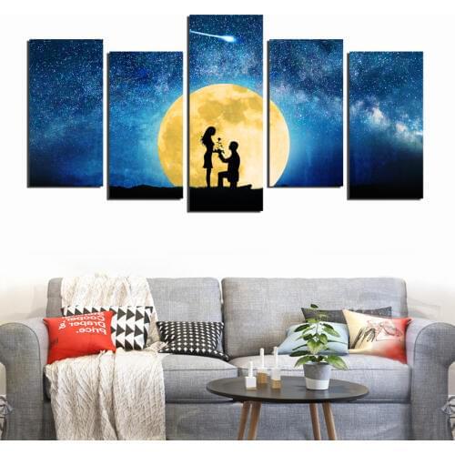 Painting Modern Art Live Wall Decoration 5 Panels Lovers Under The Sunrise Landscape Photo Canvas Modular Picture Poster FA638