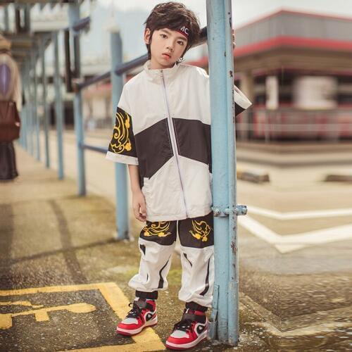New Hiphop Clothes For Boy Fashion Chinese Style Street Dance Clothing For Children Breaking Mechanical Dance Costume BL1922