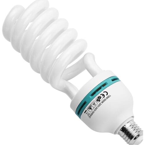 120V/220V Spiral Fluorescent Light Bulb 135W 5500K Daylight E27 Socket Energy Saving for Studio Photography Video Lighting