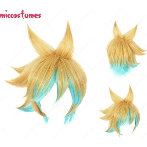 LOL Ezreal Cosplay Wig Men Short Blond Hair