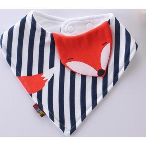 Cartoon Fox Chick Baby Bibs Reusable Washable Cotton Baby Feeding Smock Scarf Adjustable Infant Bibs