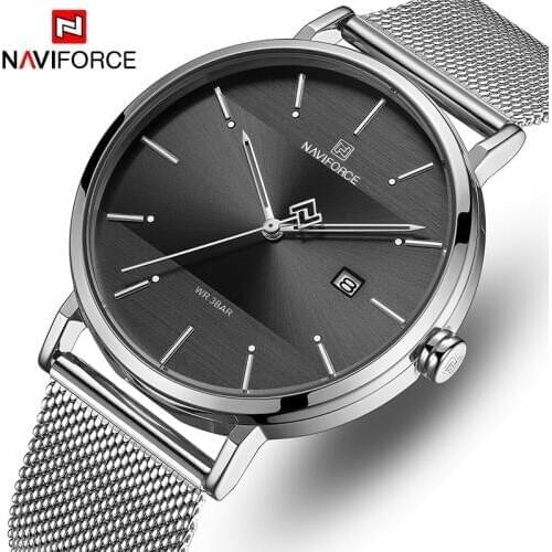 Men Watch Top Brand NAVIFORCE Stainless Steel Mesh Quartz Men’s Watches Waterproof Date Business Wristwatch Relogio Masculino