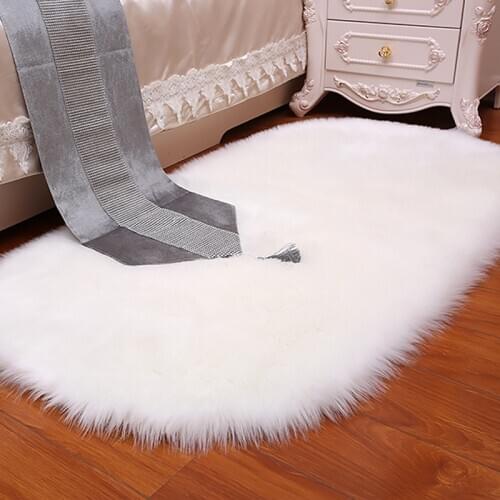 Soft Faux Fur Area Rug Carpets Living Room Long Plush Oval Carpet Artificial Wool Sheepskin Shaggy Rugs Floor Mat For Bedroom