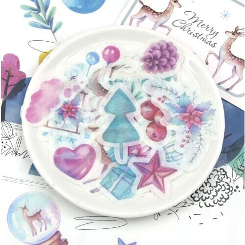 40Pcs Winter Deer Decorative Stickers Cute Stickers For The Diary DIY Scrapbooking Album Stationery Supplies