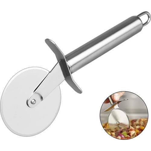 Hot New 1 Pcs Round Wheels Pizza Cutter Cake Bread Pies Waffles Dough Cookies Knife Stainless Steel Cooking Kitchen Tools