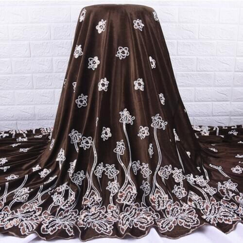 Zhenguiru New Arrival Sequin Velvet Cloth Embroidery African Lace Fabric Flower Nigeria Fabric For Women Party And Wedding A2015