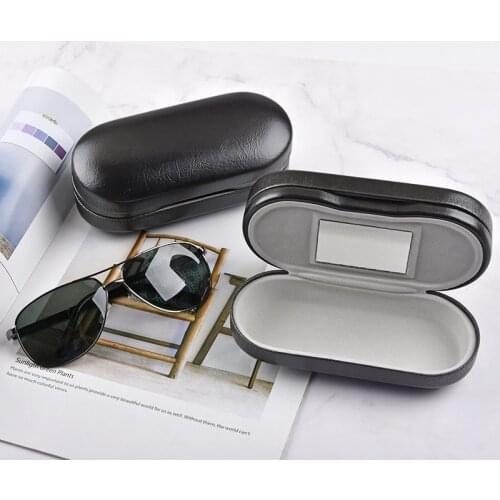 New Double Interlayer Metal Eyewear Case Two Sets Metal Leather Frame Glasses Case Storage Double layer Mirror Box