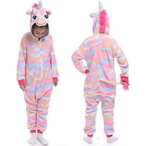 New Winter Flannel Hooded Christmas Costume Animal Pajamas Overall Oneises Kids Pyjamas Pijamas Children Sleepwear Jumpsuit