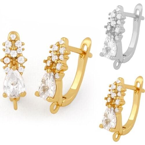 OCESRIO DIY Handmade Earring Hooks Big Zircon Silver Color Earrings Making Pendants Luxury Jewelry Making Accessories erha010