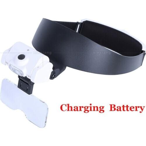 Headband Magnifier Glasses, 1x 1.5x 2x 3.5x Eyewear Magnifying Glasses with 2 LED Lights Lamp Head Magnifier Loupe for Repairs