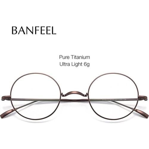 Pure Titanium Glasses Frame Men Ultralight Small Round Myopia Optical Prescription Eyeglasses Frames New Women Vintage Eyewear