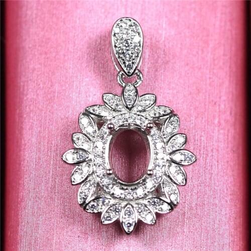 Silver 925 oval shape 5*7 pendant base blank setting without stones jewelry making diy women DZ03