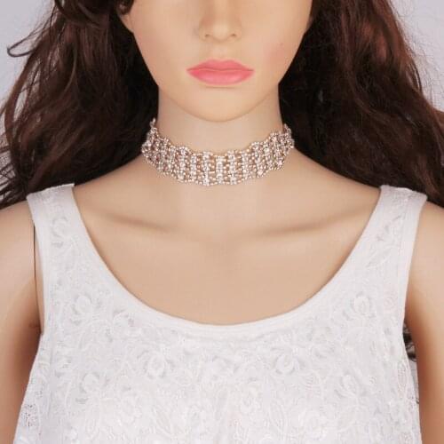 Famous Brand Fashion AAA Zirconia Choker Necklace Thin Irregular Array Choker Gold Color Necklace Women Collier