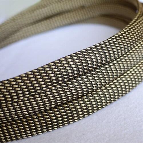 1/10/100 Meters Black &Golden High quality 6mm Braid PET Expandable Sleeving High Density Sheathing Plaited Cable Sleeves