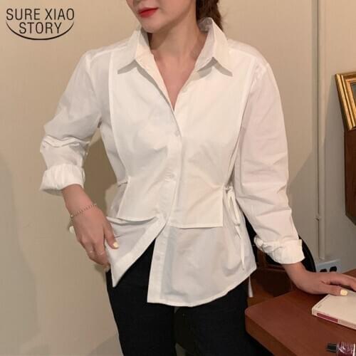 Fake 2 Pieces Clothes Oversize Blouses 2021 New Spring Cotton Women Shirts Tops Long Sleeve Blouse Casual Plus Size Blusas 13136