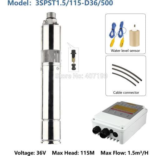 Dc 36v brushless motor submersible solar water pump for deep well water supply bomba de agua solar pompa solare 3SPST1.5/115
