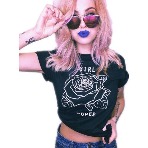 2017 Popular Women T-Shirt Fashion Tumblr Short Sleeve Tshirt Women Summer Tops Cotton Girl Power Feminist Tee Shirt Femme